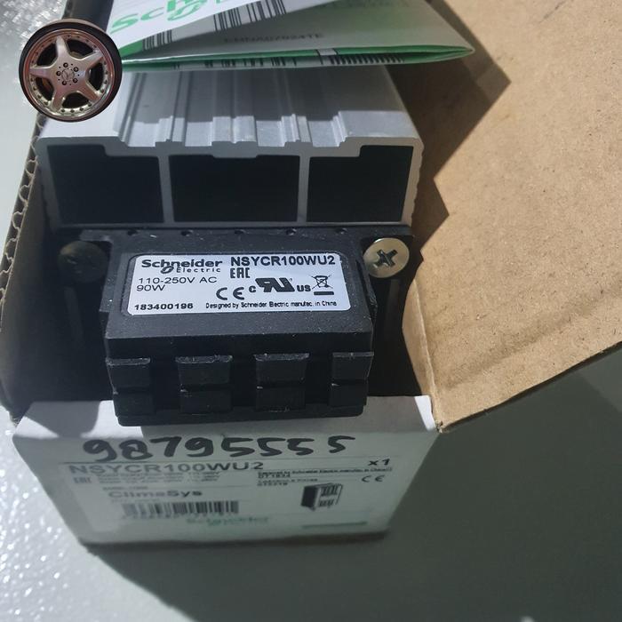 heater pemanas panel kubikel cubicle Schneider NSYCR100WU2 90 Watt 100 W din rail original product