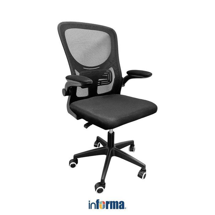 Informa Zidan Kursi Kantor Sandaran Rendah - Hitam Kursi Kerja Putar Jaring Perabot Kantor Tempat