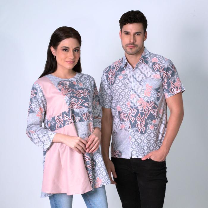 (COD) BATIK TRUSMI SET COUPLE BATIK MEGA MENDUNG KOMBINASI PASTEL