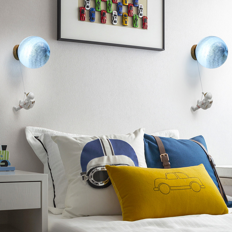 Children'S Room Moon Wall Lamp Modern Minimalist Creative Astronaut
