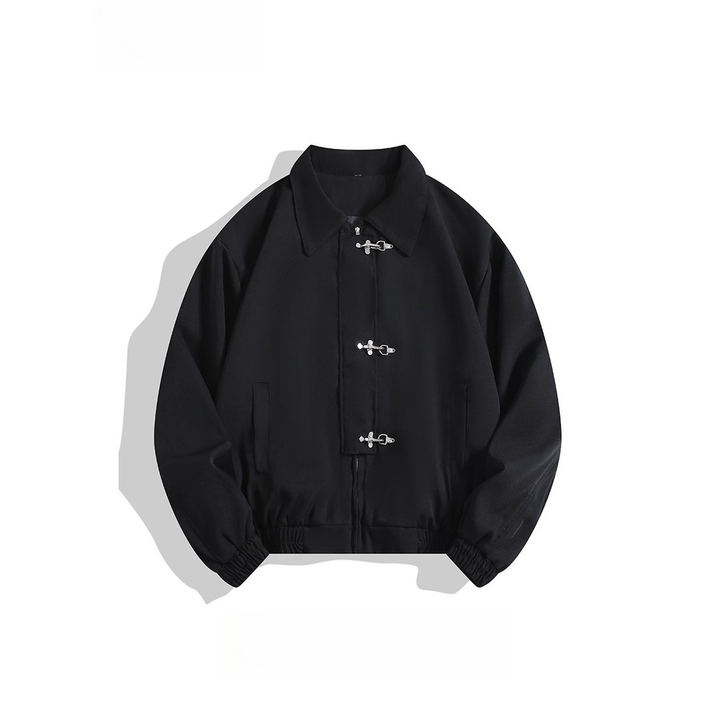 Korean Streetwear Lapel Coat Simple Workwear Handsome Jacket Light Mature Versatile Aircraft Buckle