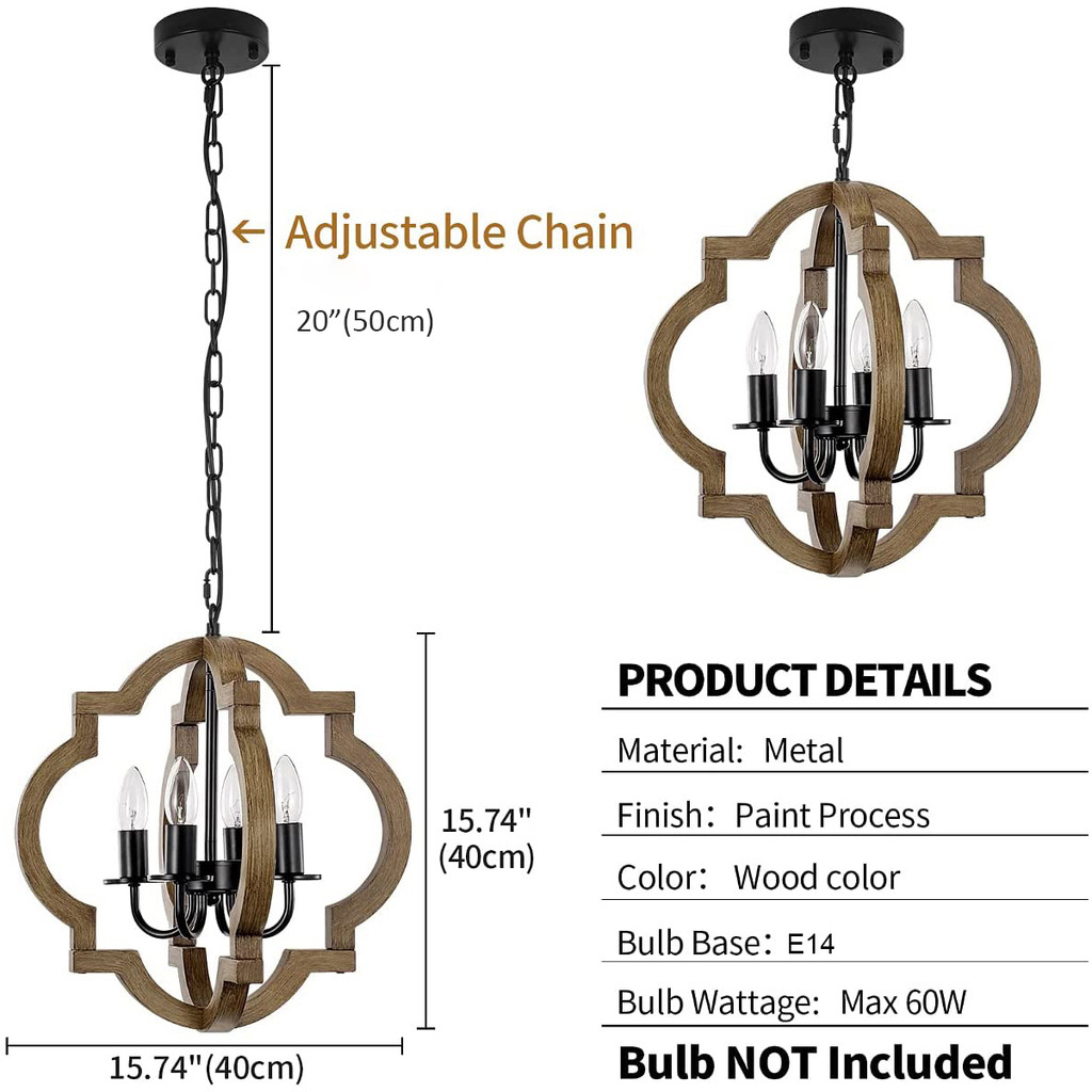 Vintage Wood Ball Chandelier American Country Farmhouse Chandeliers