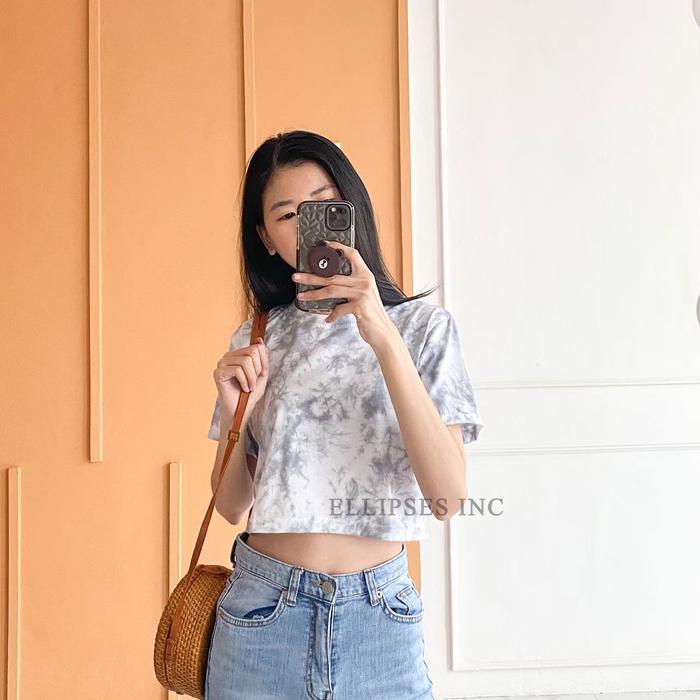 sbcx- Ellipses.Inc Crop Top Tie Dye Lengan Pendek & Panjang