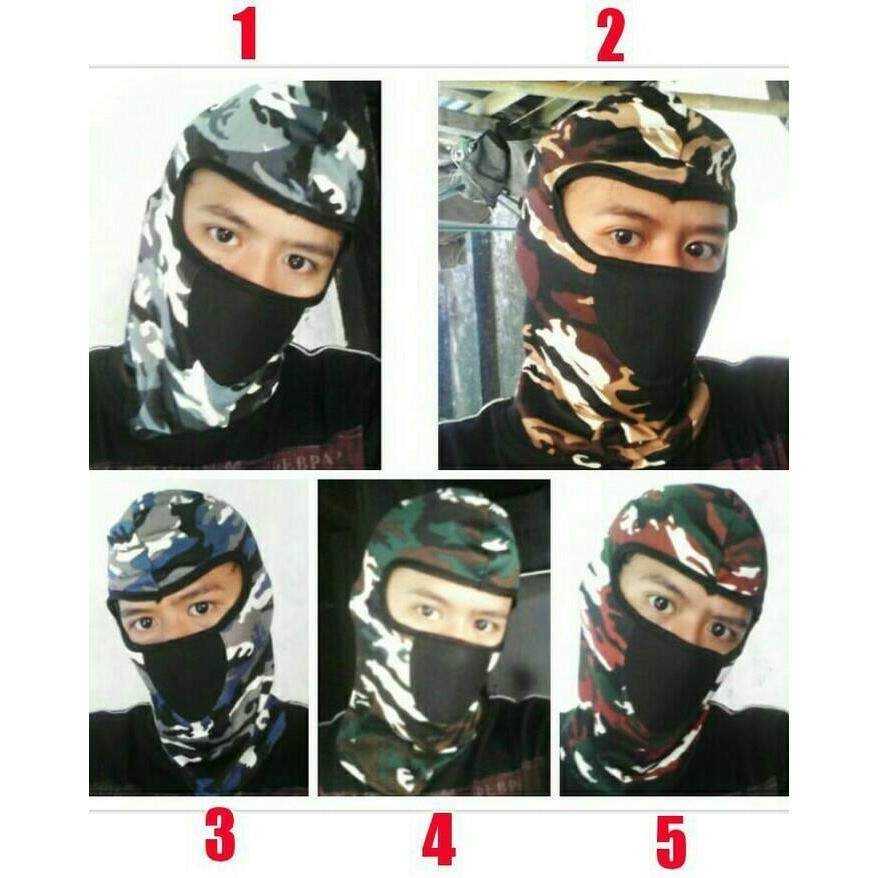 masker ninja motif loreng (balaclava army, topeng motor, helm kupluk)