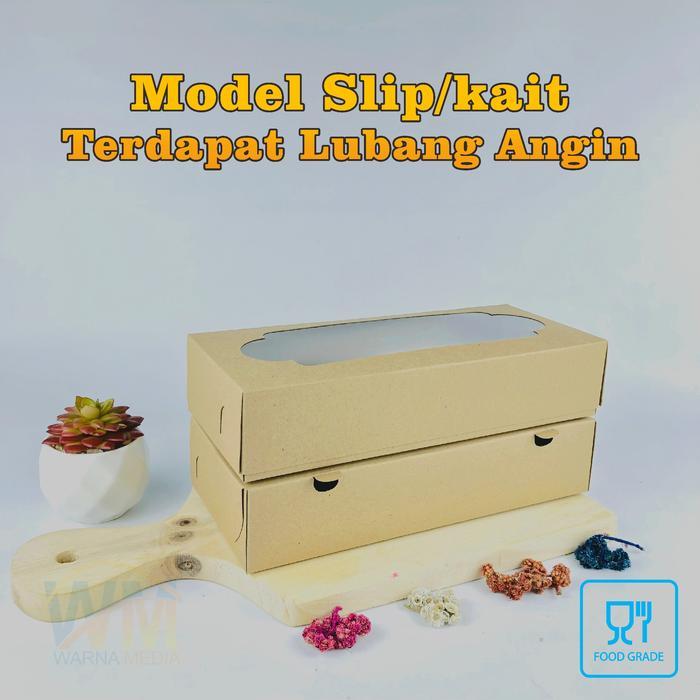 (Isi 50Pcs) Kotak Dus Brownies 24X10X5 / Box Bolen Kraft / Kardus Kue Brownies /Kardus Donat/Box