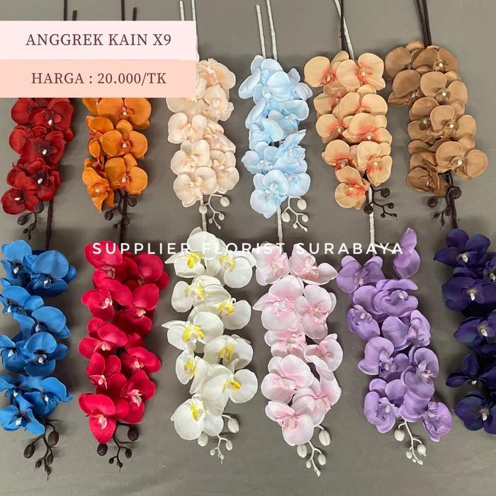 ANGGREK KAIN X9 ANGGREK JUMBO BESAR ANGGREK HIAS ORCHID ARTIFICIAL FLOWER BUNGA PALSU BUNGA HIAS