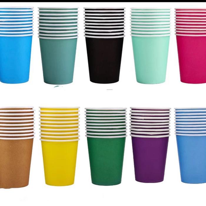 Gelas kertas pesta/warna polos/250ml/10pcs/party