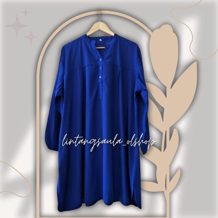 New- Tunik polos viscose jumbo biru elektrik