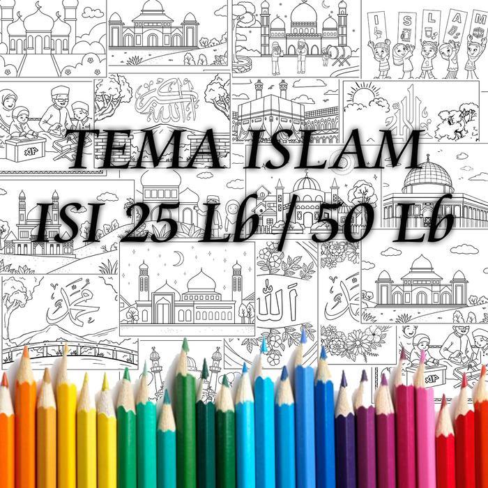 Kertas Gambar Mewarnai Tema ISLAM