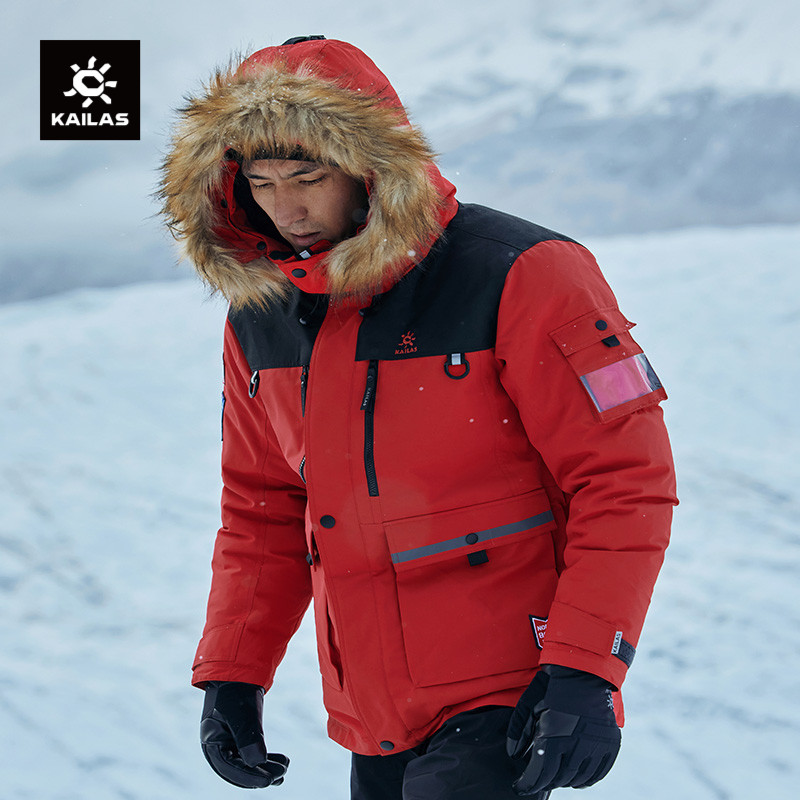 KAILAS Men's Parka Goose Down Hooded Jacket 700FP Winter Thermal Windproof Down Jacket For Hiking
