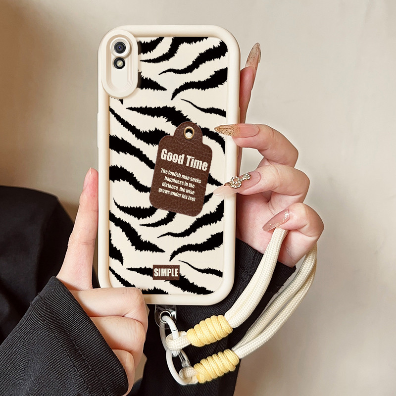 Casing Hp untuk Xiaomi Redmi 9A 9I Case Casing HP Softcase Ponsel Soft Shell dengan Tali Silikon Kas