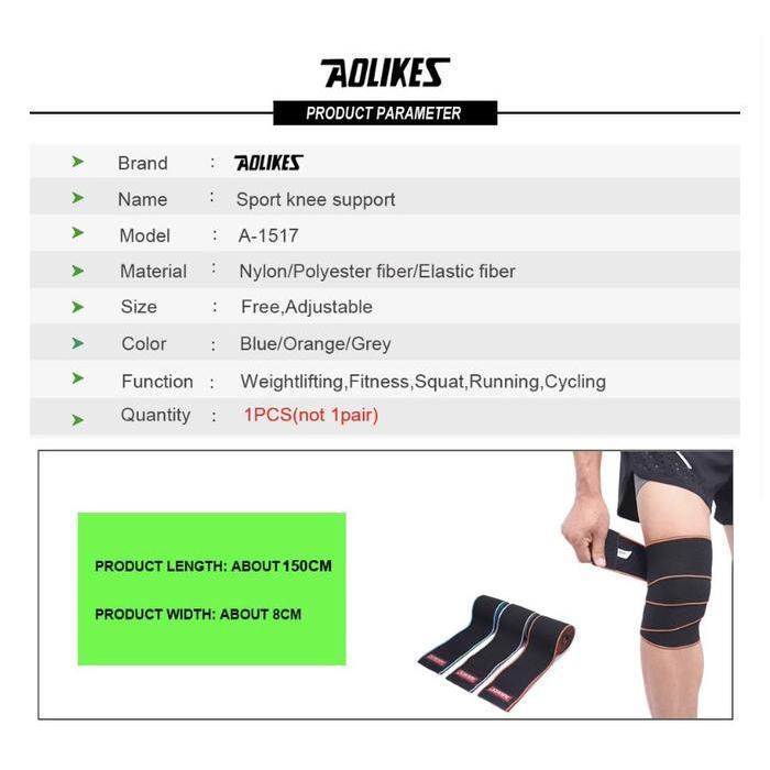 Pelindung Lutut Aolikes 1517 Perban Penyangga Lutut Anti Slip Elastis