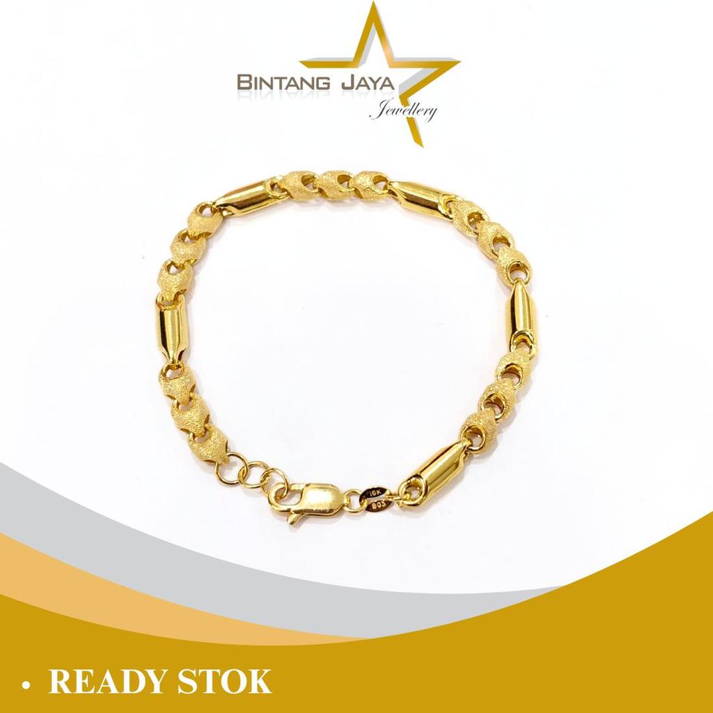 Gelang Emas Asli - Rantai Padi Pasir Polos 17CM EXT - Kadar 16K - Berat 5.58gr - Stylish dan siap me