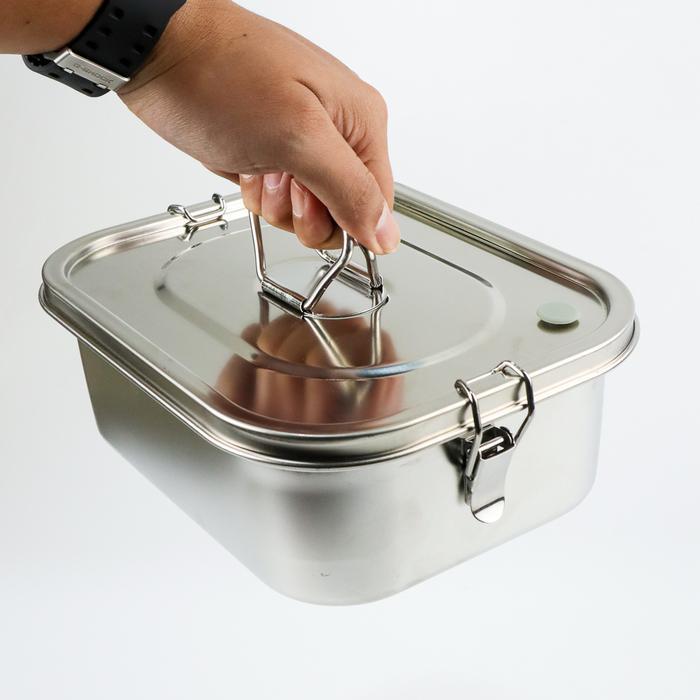 Kotak Makan Lunch Box Stainless Steel 304 2L Triple - Silver