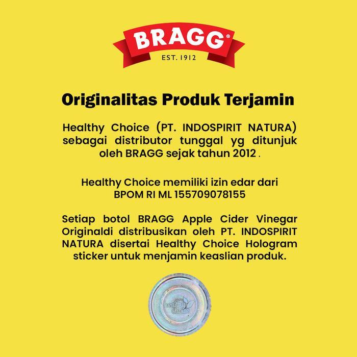 Bragg Organic Raw Unfiltered Apple Cider Vinegar 473 Ml (Include Extra Bubble) Cuka Apel Natural