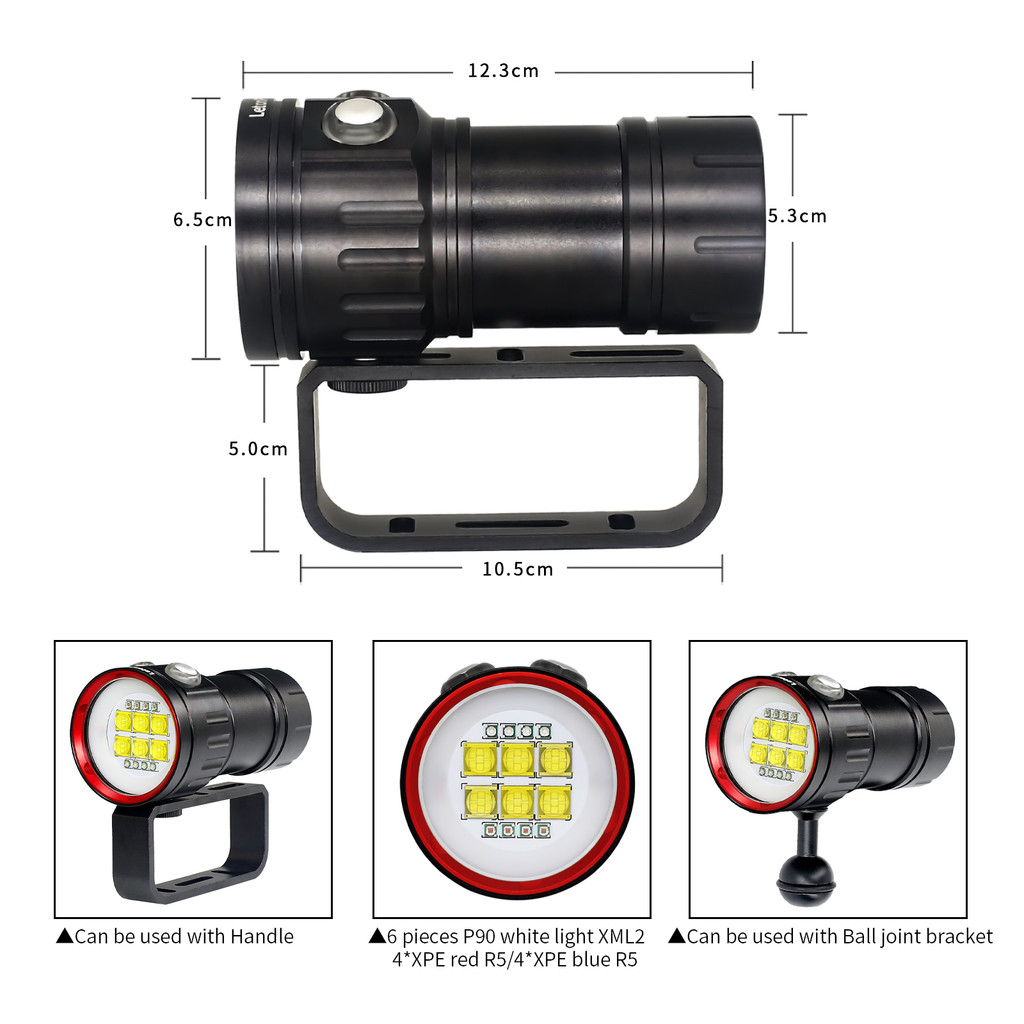Tauchlampe,Letonpower Bbs 20000Lumens Taschenlampe