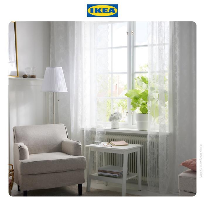 0yln5- Ikea Alvine Vitrase Putih Pudar 145X250Cm
