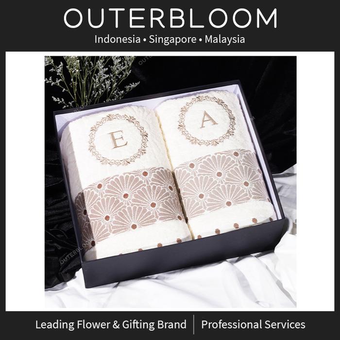 One.Year..... Hampers Wedding Kado Hadiah - Outerbloom Couple Set Pure Love Towel