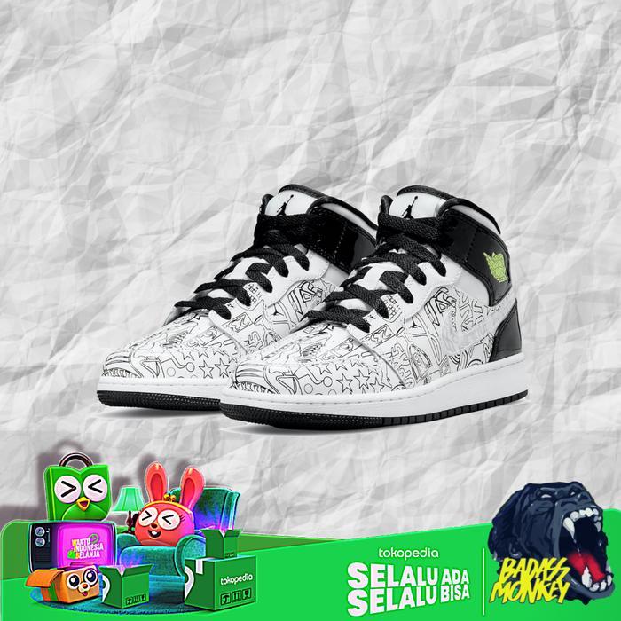 Air Jordan 1 Mid Se Diy (Gs) Original Sneakers