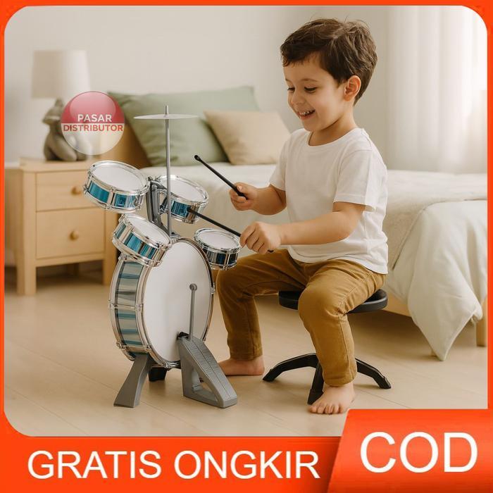Berkualitas Mainan Anak MUSIC STYLE JAZZ DRUM JUMBO Mainan Drum Anak Set Lengkap Stick Musik
