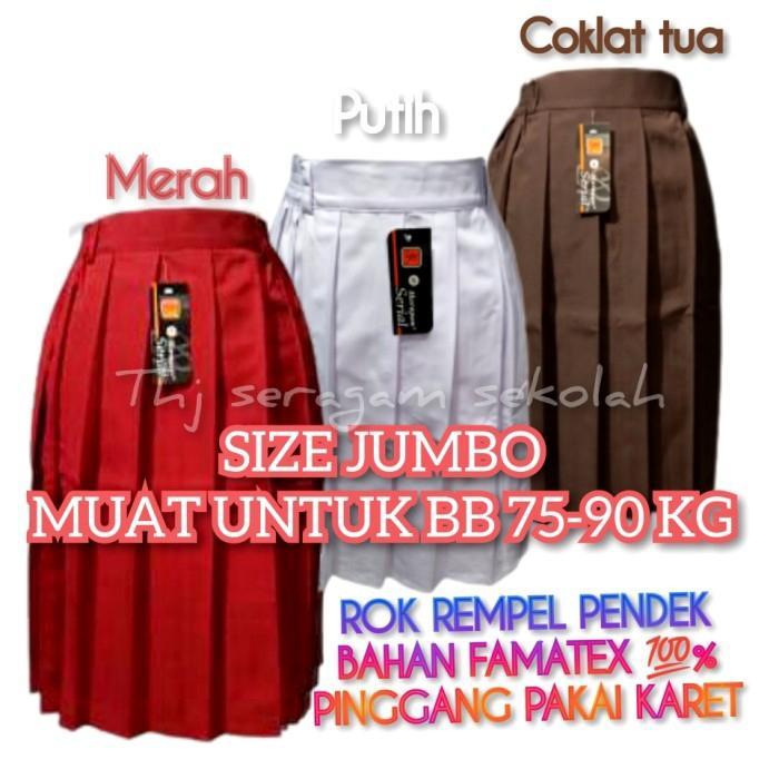 New- SIZE JUMBO...Seragam sekolah Rok pendek SD SMP Rempel Merah/putih/pramuka/Rok seragam sekolah