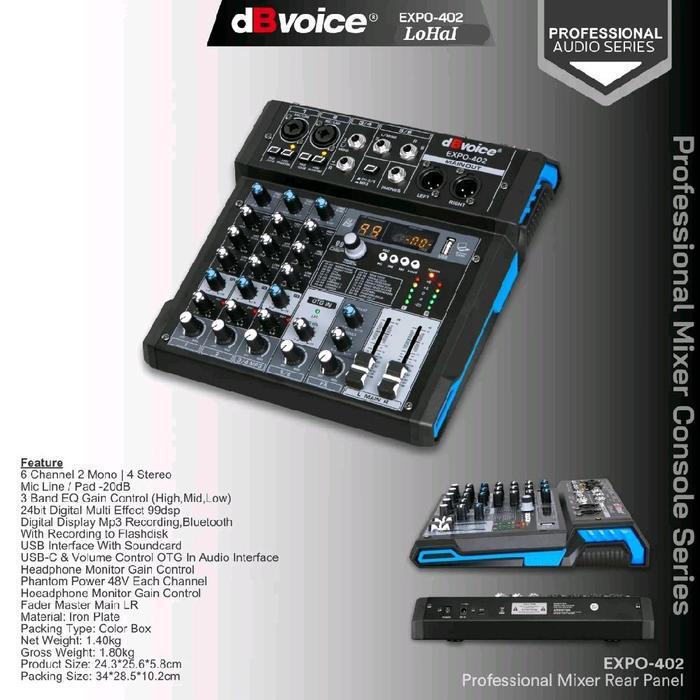 MIXER AUDIO EXPO 402 PROFESSIONAL MIXING DB VOICE EXPO-402 6 CHANNEL ORINAL