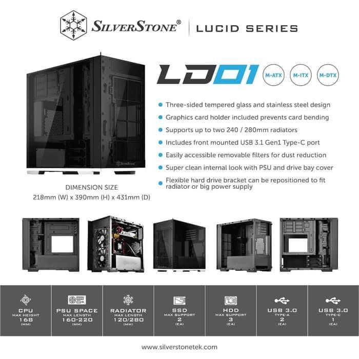 SILVERSTONE LD01 THREE-SIDED TEMPERED GLASS MICRO TOWER COMPUTER CASE