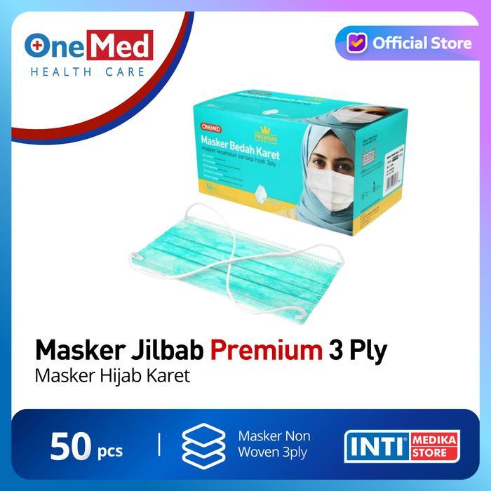 ONEMED - MASKER JILBAB PREMIUM 3 PLY SURGICAL HEADLOOP MASK MASKER HIJAB KARET