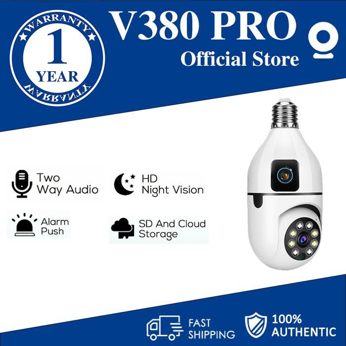 KAMERA CCTV V380PRO DUAL LENS LIGHT BULB MODEL DILENGKAPI DENGAN SENSOR GERAKAN WIFI WIRELESS
