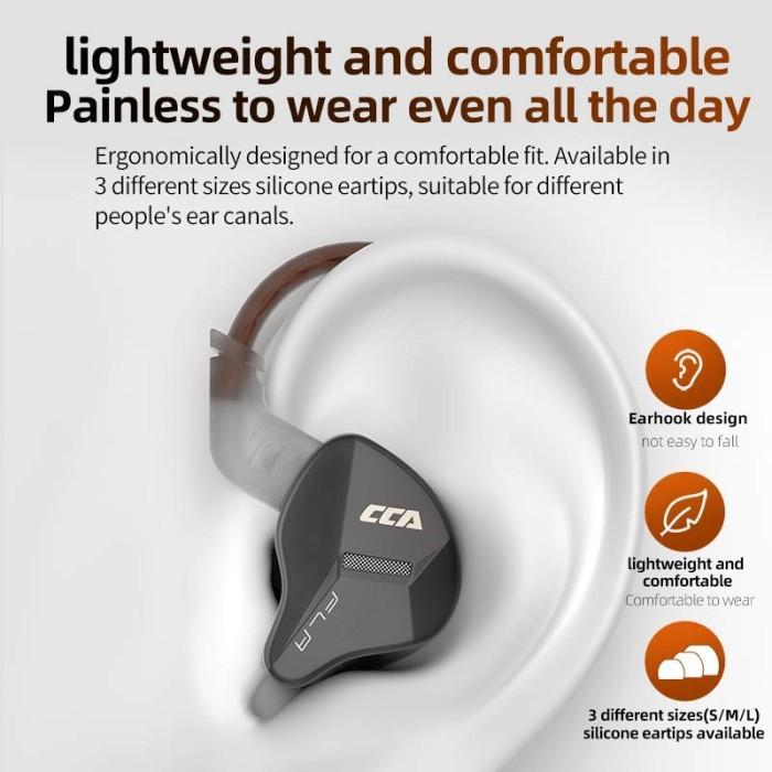 CCA FLA SINGLE DYNAMIC DRIVER RESIN METAL EARPHONE WITH MIC