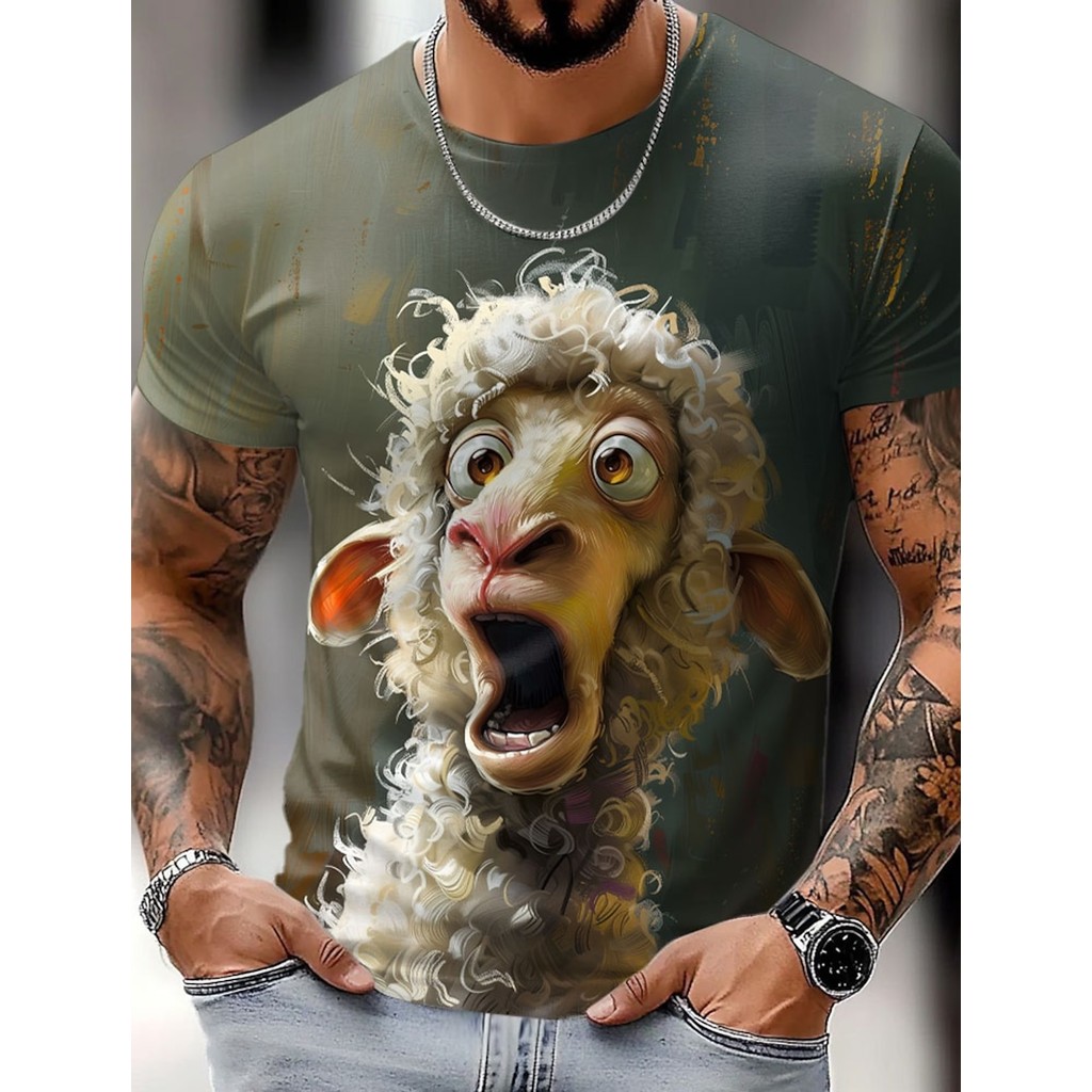 Men's Animal Funny T Shirt Short Sleeve T shirt 3D Print O-Neck Shirt Exaggerated Designer Party