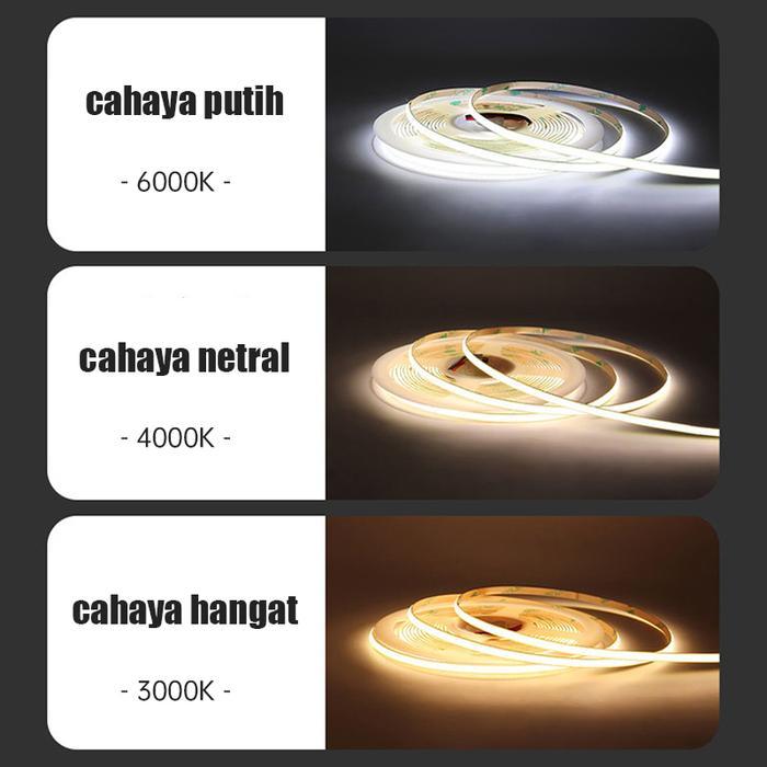 Strip Lampu Led 5V Cob Lebar 8Mm 2M 3M Usb Strip Lampu Dapat Dipotong Putih Hangat Saklar Original