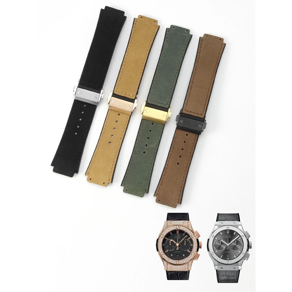 For Hublot Yubo Classic Fusion Big Bang Men's Frosting Genuine Leather Convex Interface Silicone