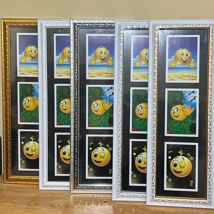 kemgraf- Bingkai + Kaca 3 Susun (3 In 1) 3R Termurah Frame Figura Foto 9X12,5Cm Hitam / Putih