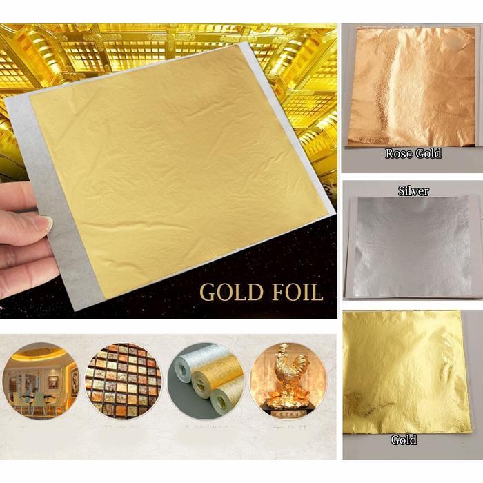 10 LEMBAR Kertas Foil Emas Gold Leaf Foil Sheet Kertas Prada Sepuhan S
