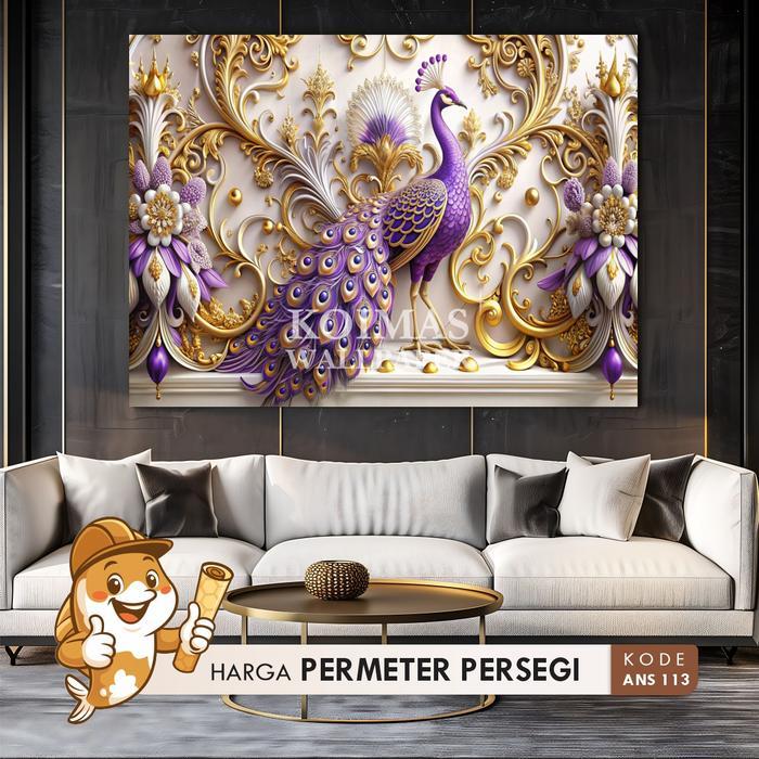 Stiker Dinding Merak 3D Wallpaper Merak Elegan & Premium Cocok Untuk Ruang Tamu Wallpaper Dekorasi