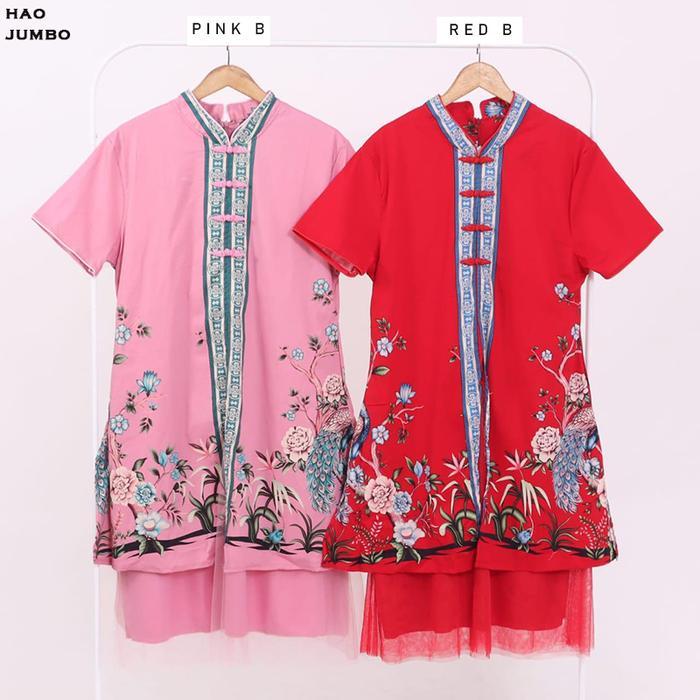 TERMURAH Evercloth Hao Jumbo Cheongsam Dress Batik Modern Qipao Couple Sarimbit Merah CNY Congsam