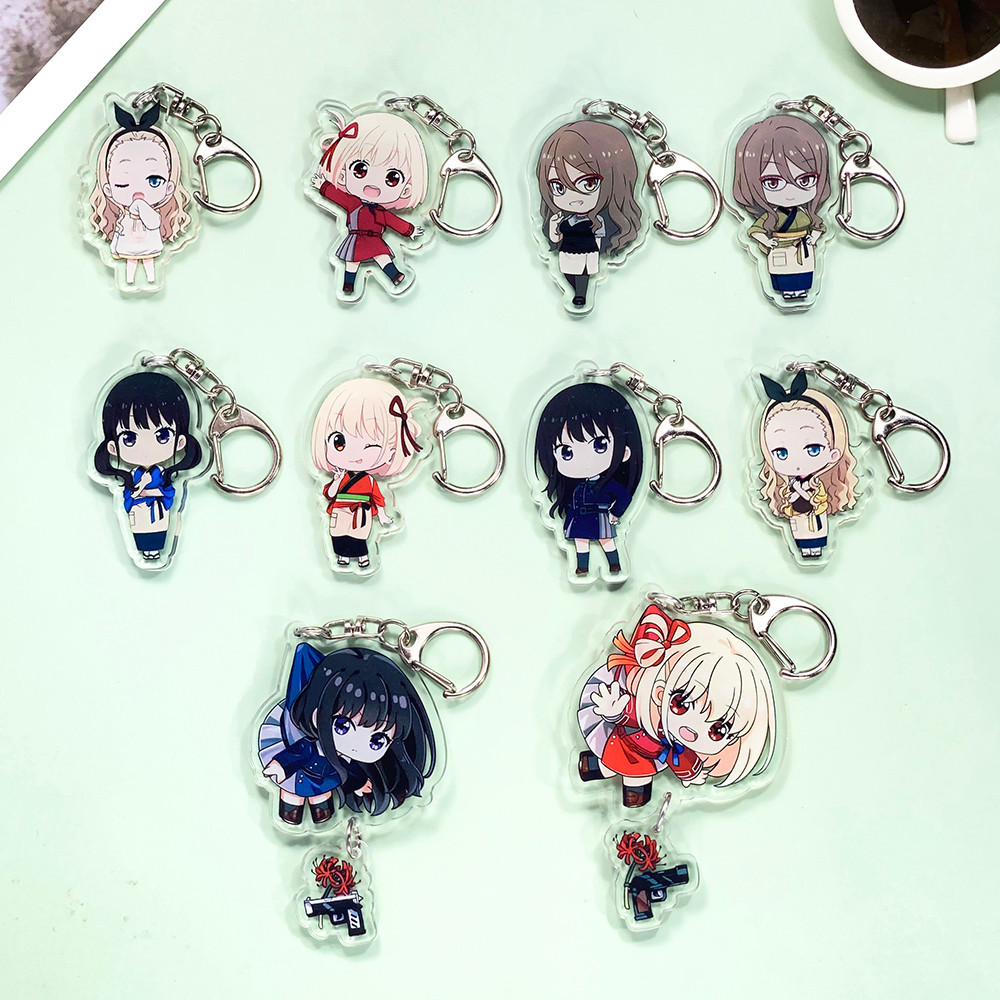 10PCS Anime Lycoris Recoil Acrylic Classics Keychain Accessories Bag Charms Funny Backpack Pendant