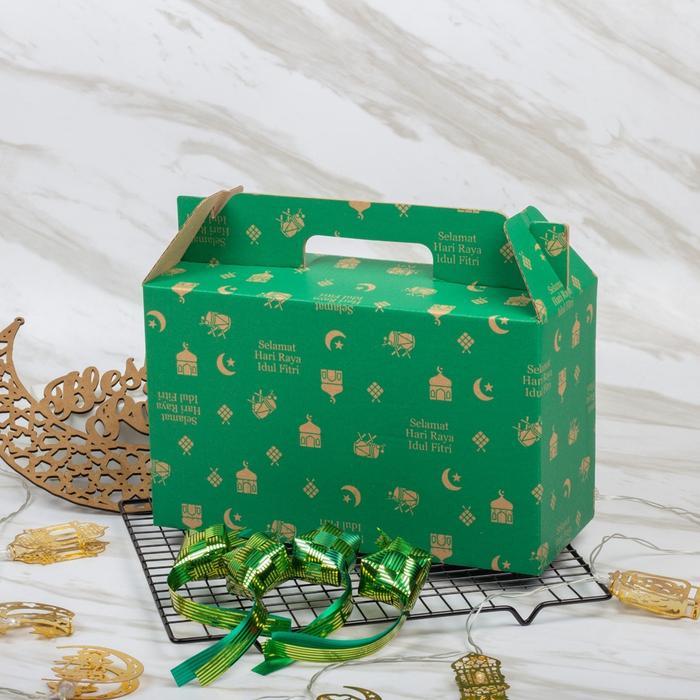 Dus Jinjing Kardus Tenteng Bingkisan Hampers Lebaran Box Packing Hijau