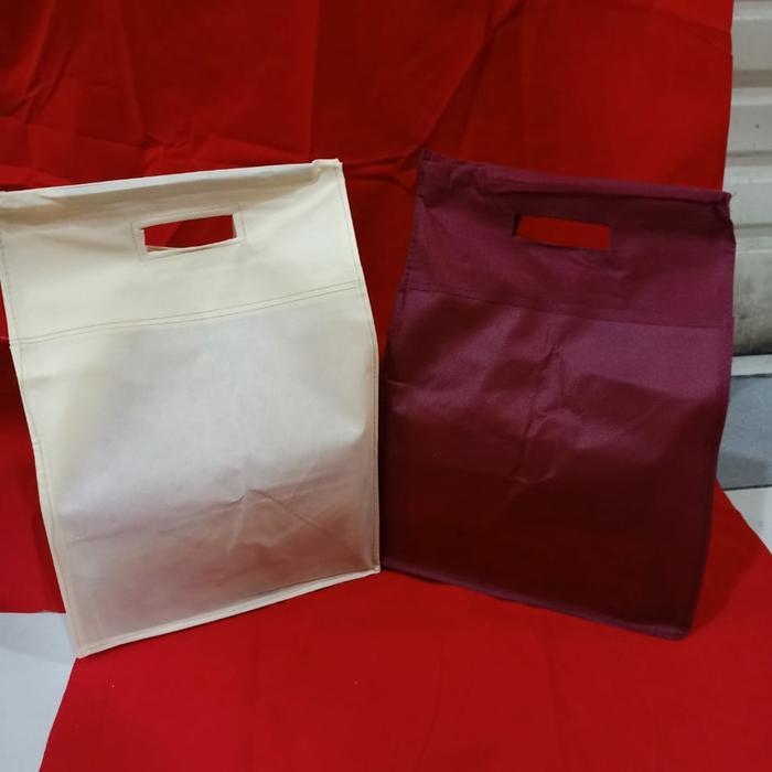 Tas Kain Spunbond Buat Nasi Kotak 22 Model Bambu Polos Bahan Tebal Buat Nasi Box 22 Isi 12 Pcs