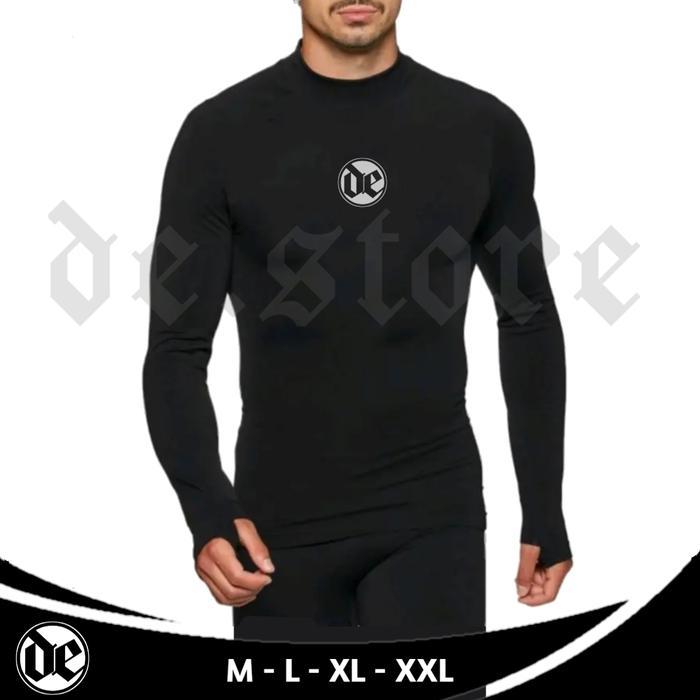 ourxx- Baju Olahraga Baselayer Manset Sport Putih Kaos Olahraga Ketat Pria Wanita Manset
