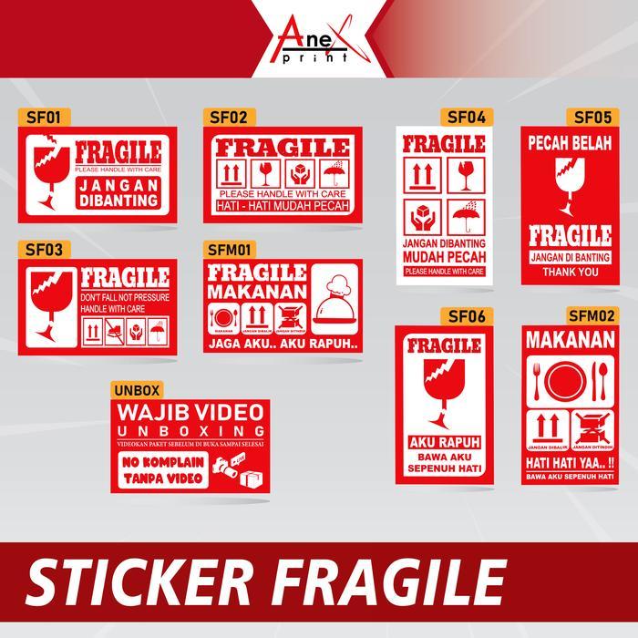 STICKER LABEL FRAGILE PECAH BELAH / FRAGILE MAKANAN / STIKER UNBOXING