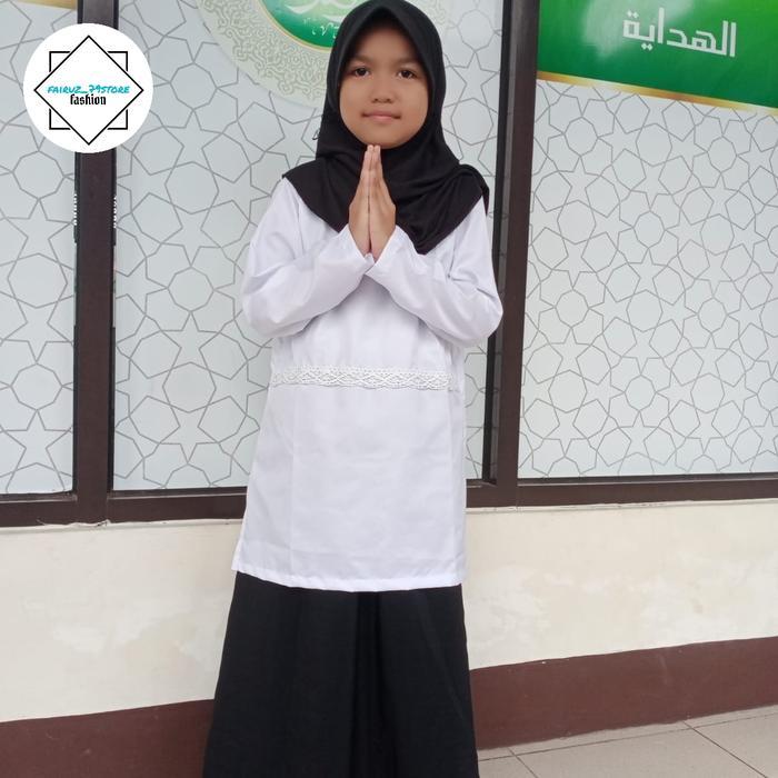 New- baju SETELAN sekolah hitam putih anak perempuan SD/TPA