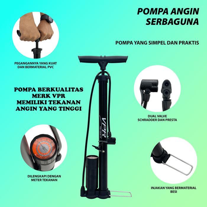 Pompa Angin Sepeda Motor mobil Kompa Kumpo Sepedah Bola Tangan Standart Hitam/pompa Angin Tabung