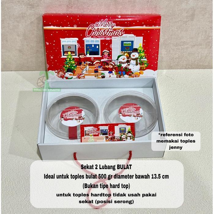 Dus Kue kering Natal Dus Kuker Motif Natal Christmas Box Sekat Kue kering tema Natal 2-3 toples Dus