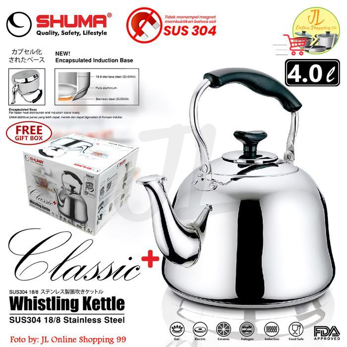 SHUMA Teko bunyi stainless SUS 304 tebal tahan karat 4 L / Whistling kettle classic premium