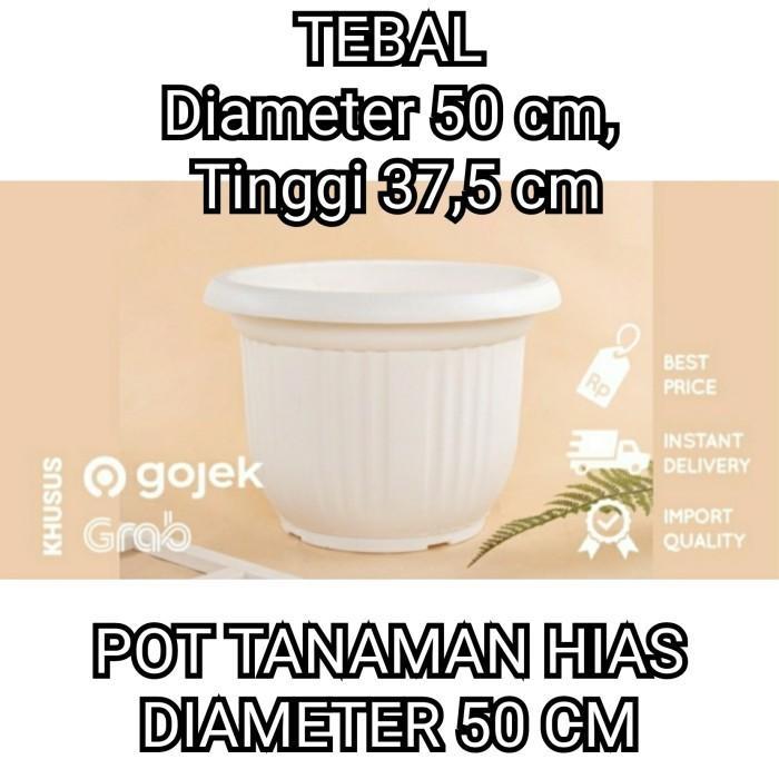 Pot Tanaman Jumbo 50 Pot Bunga Besar 50Cm Putih Tebal Pot Buah 50 Cm Hitam