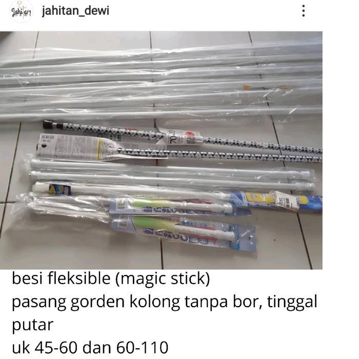 NEWs besi tiang gorden kolong dapur fleksible tongkat ajaib