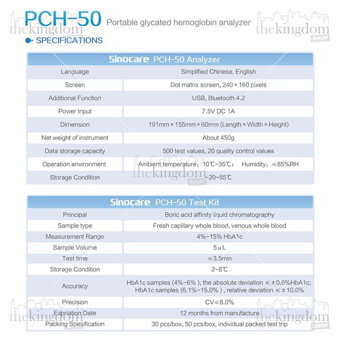 SINOCARE PCH-50 PORTABLE GLYCOSYLATED HEMOGLOBIN ANALYZER HBA1C ALAT CEK GULA DARAH BLOOD GLUCOSE