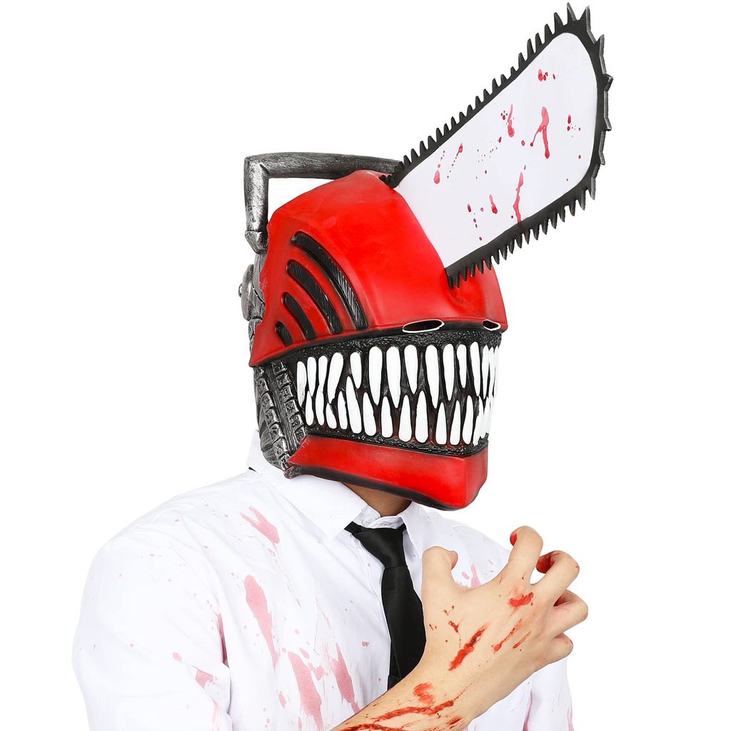 Chainsaw Man Mask Creepy Bloody Denji Mask Full Head Demon Killer Helmet Headgear For Halloween